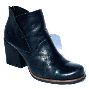 Korks Ankle Boots Chelsea Chunky Heels High Leather 10 Zip Black Boho Goth Vamp